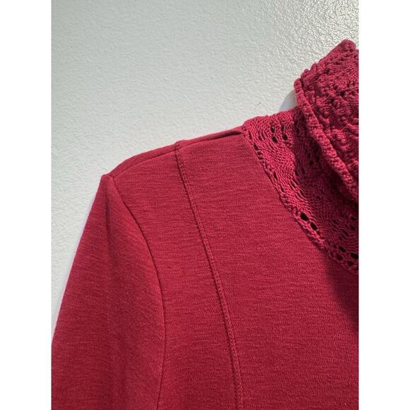 Aventura Dress Size XS Beet Red Nexie Crochet Sweater Organic Cotton Blend Cowl - Picture 3 of 8